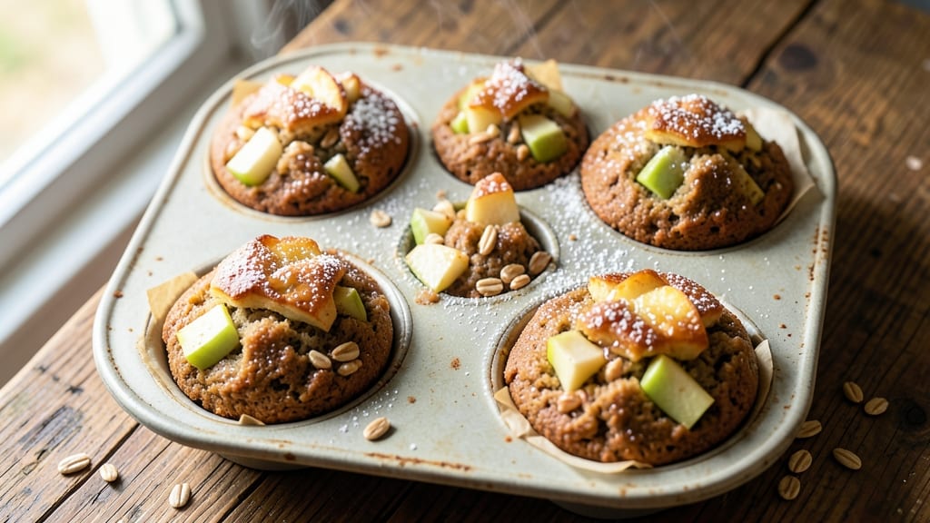 Apple Cake Tea Room Bran Muffins Recipe: Warm Spiced Apple Streusel with Moist Bran Crumb