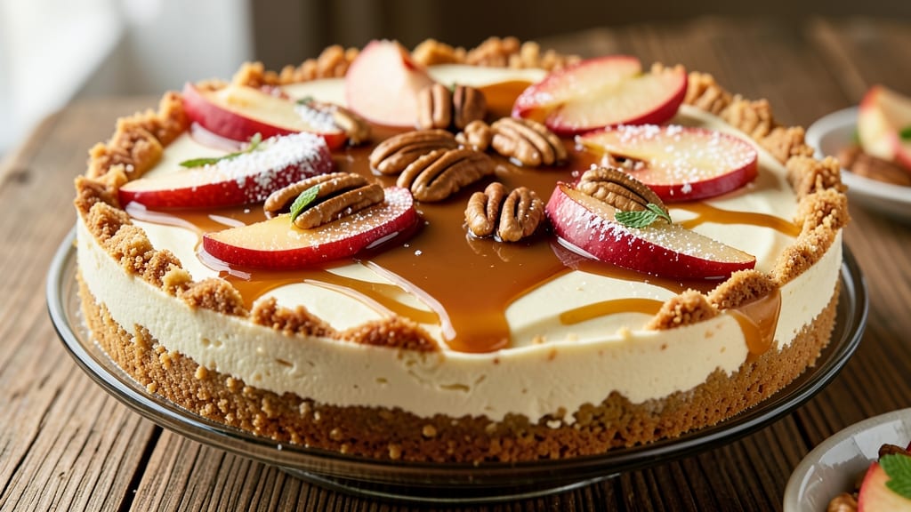 Apple Caramel Brandy Cheesecake Recipe: Boozy Apple Swirls in a Crispy Crust