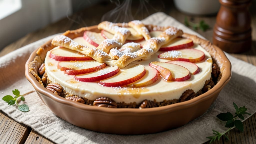Apple Pecan Pie Cheesecake Recipe: Spiced Apple Filling Meets Nutty Crunch