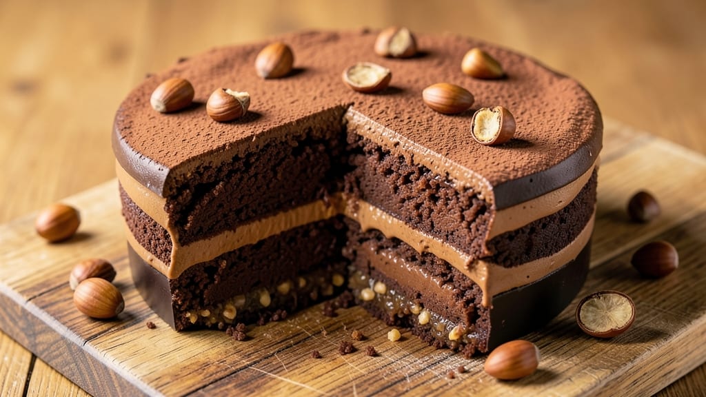 Austrian Chocolate Cake Recipe: Rich Dark Ganache and Crunchy Hazelnut Topping
