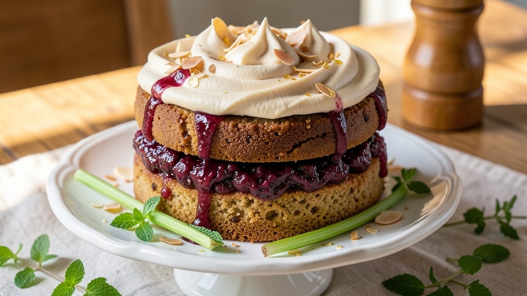 Almond Rhubarb Cake Delight Recipe: Tart-Sweet Balance With Buttery Crumb