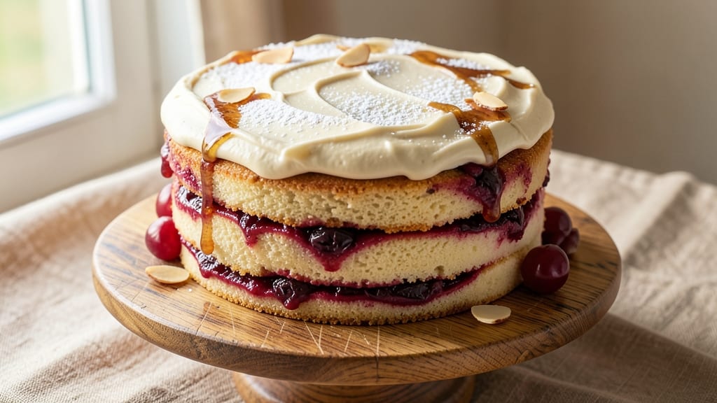 Amaretto Cherry Cake Recipe: Boozy Layers With Moist Cherry Swirl