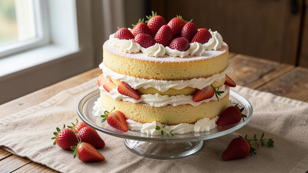 Angel Food Cake Recipe with Strawberries and Whip Cream: Light-as-Air Layers Topped With Fresh Berries