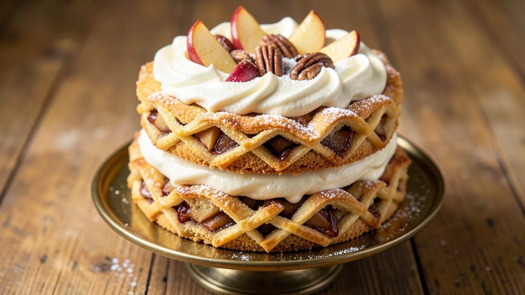 Apple Pie Cake Recipe Tutorial: Layered Vanilla Streusel With Warm Apple Caramel Swirls