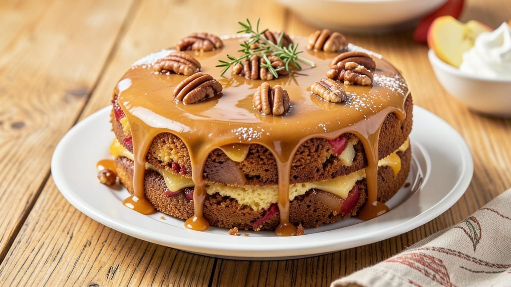 Apple Pecan Cake With Caramel Icing Recipe: Warm Spiced Layers and Buttery Nutty Crunch