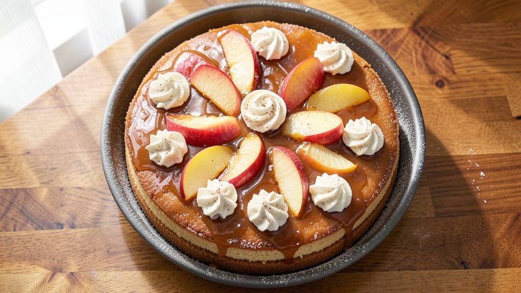 Apple Magic Cake Recipe: Warm Spiced Apple Streusel Crown Over Moist Vanilla Layers