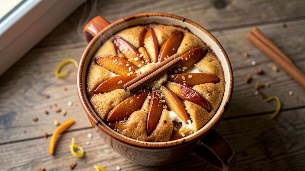 Apple Cinnamon Cottage Cheese Mug Cake Recipe: Warm Spiced Apple Streusel Hugging Creamy Cheese Layers