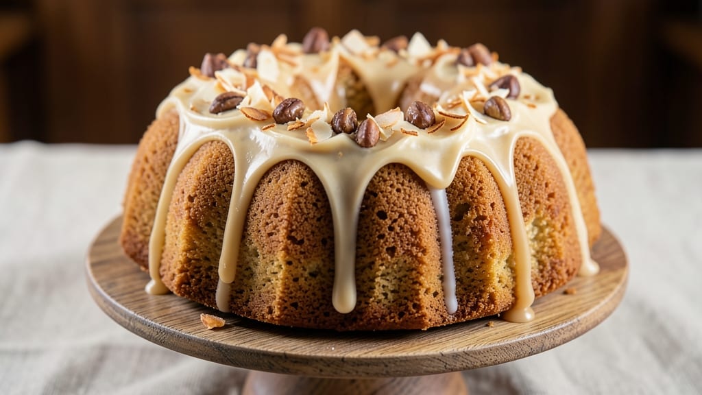 Almond Joy Bundt Cake Recipe: Coconut-Caramel Swirls With Toasted Nut Magic