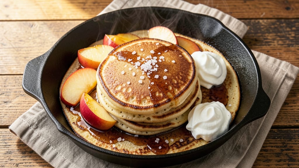 Apple Pancake Skillet Recipe: Warm Spiced Apple Streusel Over Fluffy Pancake Base
