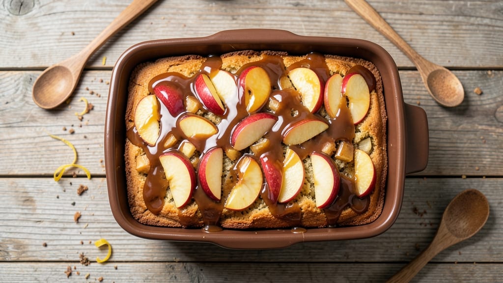 Apple Harvest Pound Cake With Caramel Glaze Recipe: Spiced Apple Streusel Swirls and Buttery Vanilla Frosting Harmony